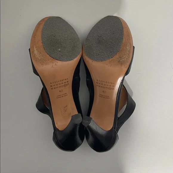MM6 Maison Margiela Leather Black Heel Zip Sandals Size EUR 40 US 10 - Picture 7 of 8
